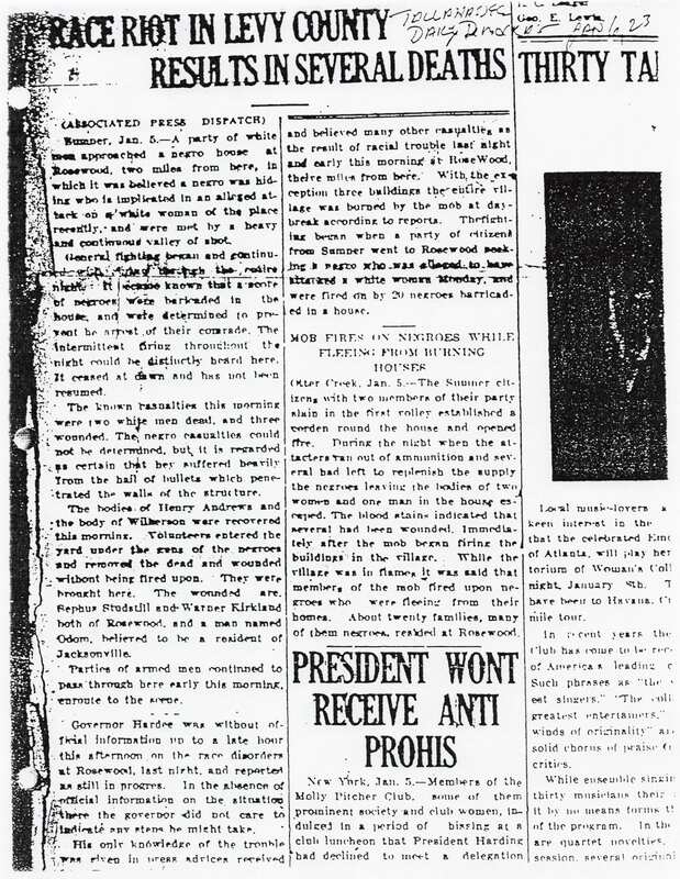 Newspaper Article: Tallahassee Daily Democrat 1923 
