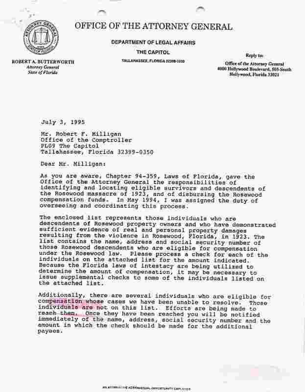 Civil Rights Compensation Efforts for the Rosewood Massacre Victims