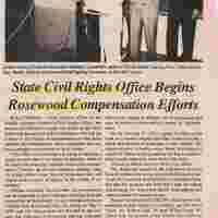 Newspaper Article: State Civils Rights Office Begins Rosewood Compensation Efforts 