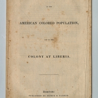Condition of American Colored Population and the Colony at Liberia